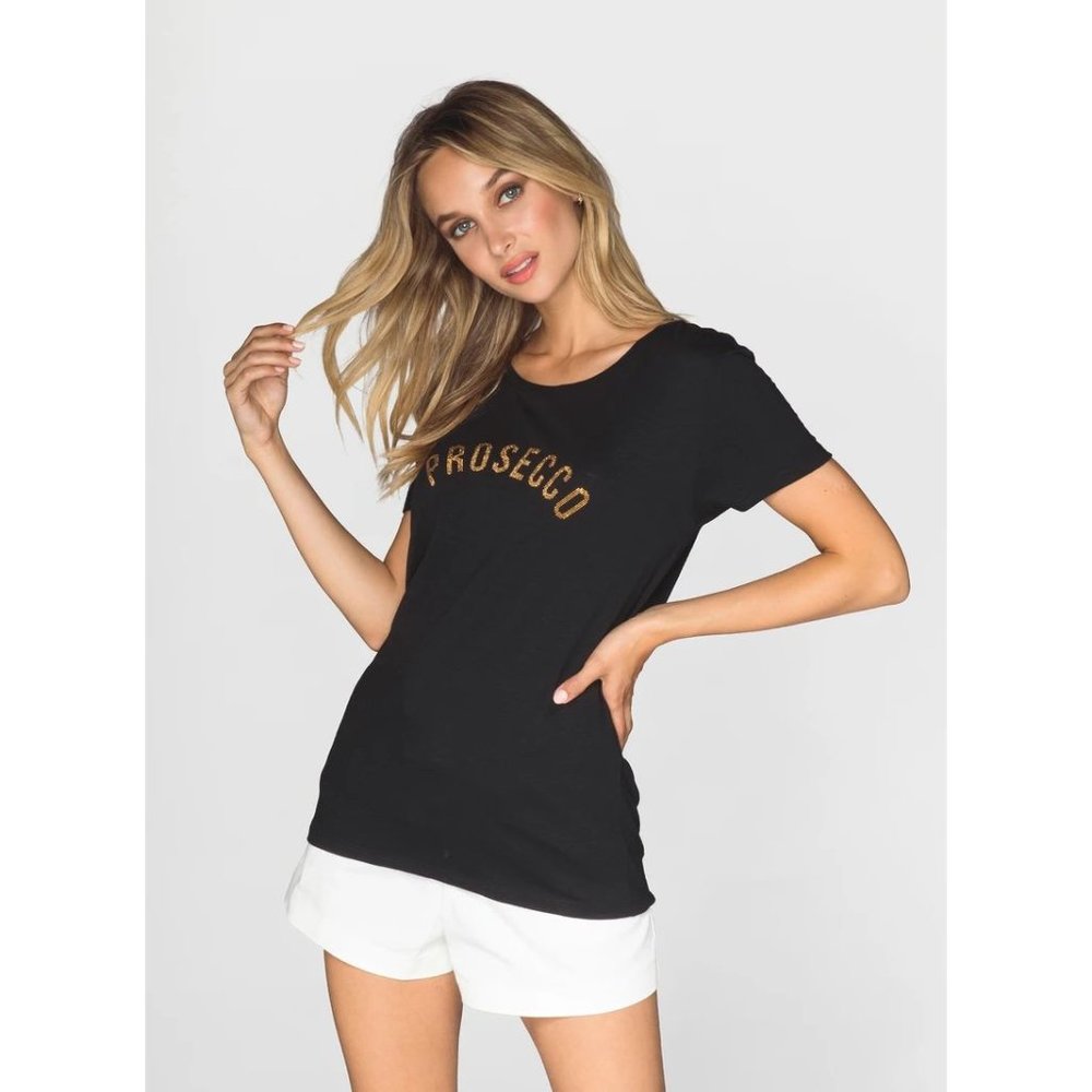 CHRLDR Black Prosecco Classic T-Shirt Top Tee sz M